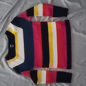 Chaps striped sweater navy yellow pink white  petite medium